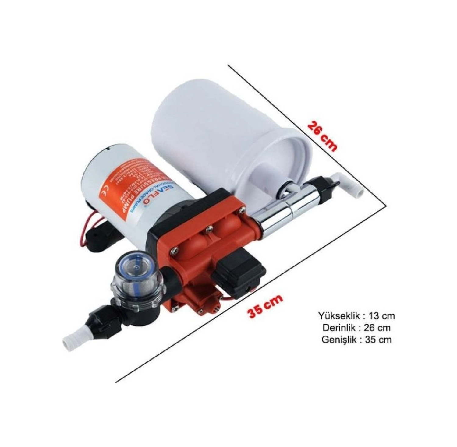 Seaflo 12 Volt 2 Lt Tanklı Otomatik Tekne, Karavan Hidroforu 18.9 Lt/Dk 3.7 Bar - Görsel 2