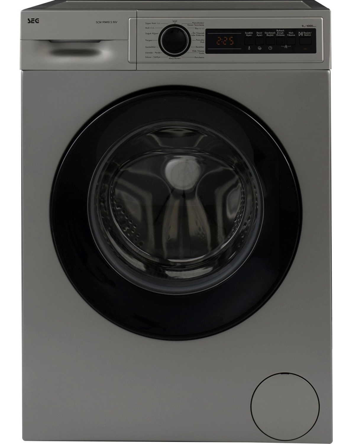 Seg Scm 91M10 S Inv 9 Kg 1000 Devir inverter Buharlı Yıkama Özellikli Gri Çamaşır Makinesi ürün görseli