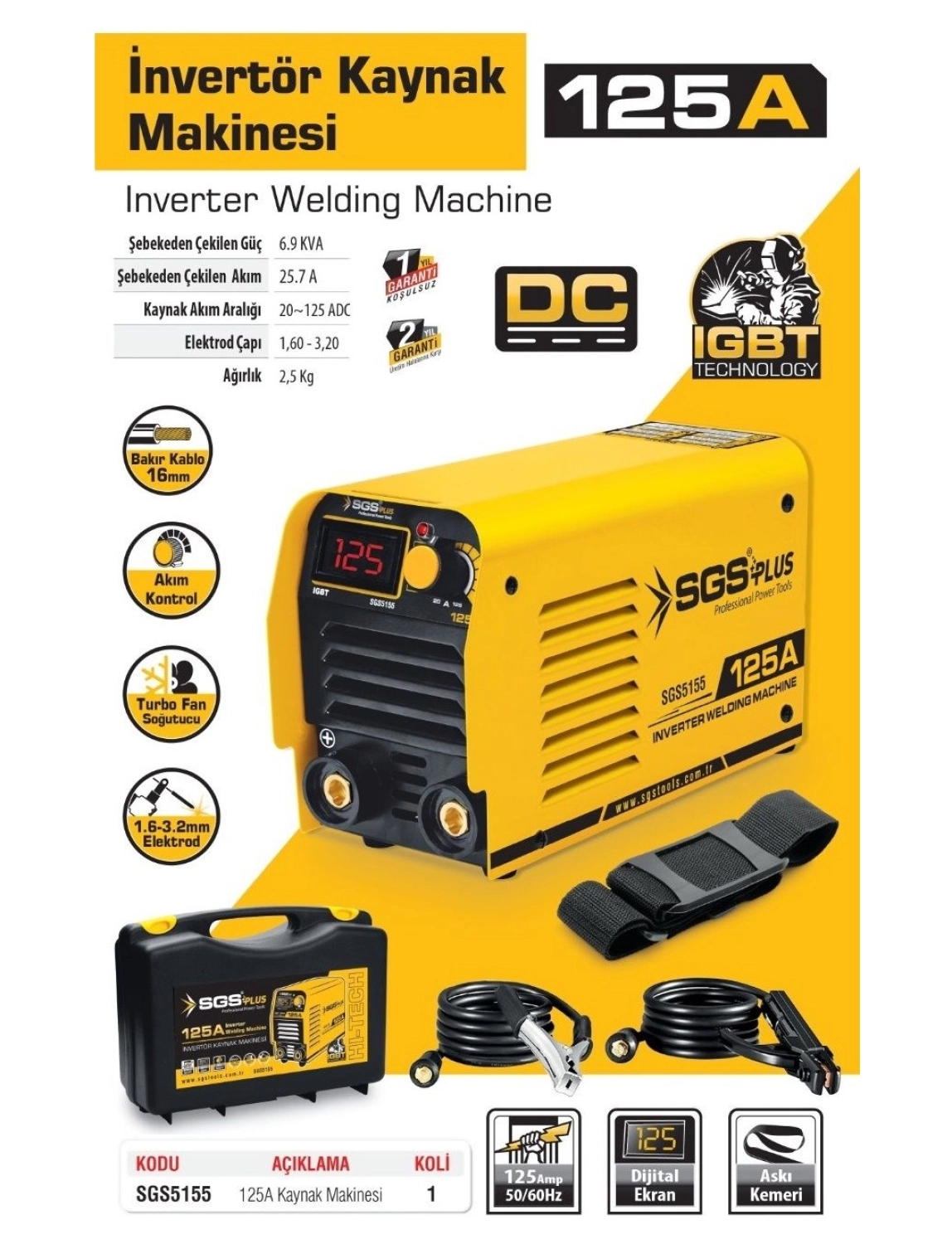 Sgs5155 Profesyonel 125 Amper Invertör Kaynak Makinesi - Görsel 3