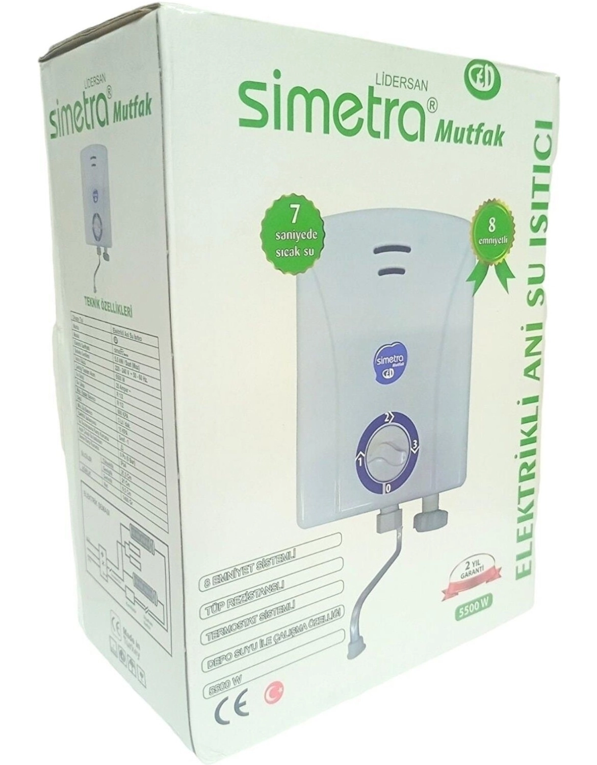 Simetra Mutfak Şofbeni Elektrikli Ani Su Isıtıcısı 5500 W - Görsel 2