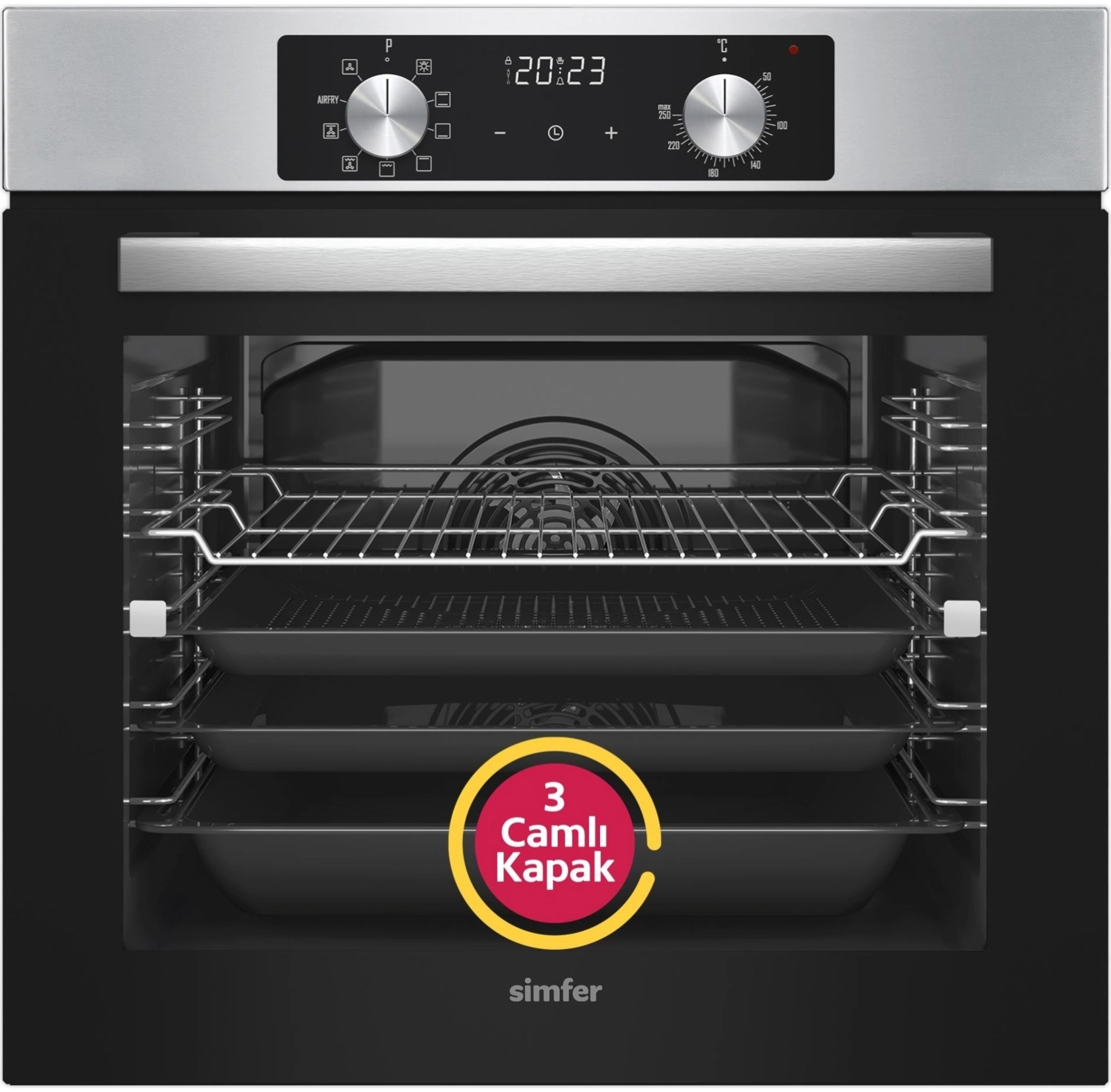 Simfer 8210 Airfry Plus 10 Fonksiyon Dijital Saat Inox ürün görseli