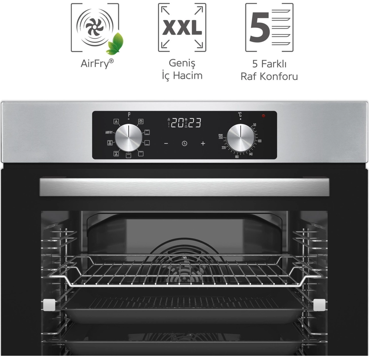 Simfer 8210 Airfry Plus 10 Fonksiyon Dijital Saat Inox - Görsel 2