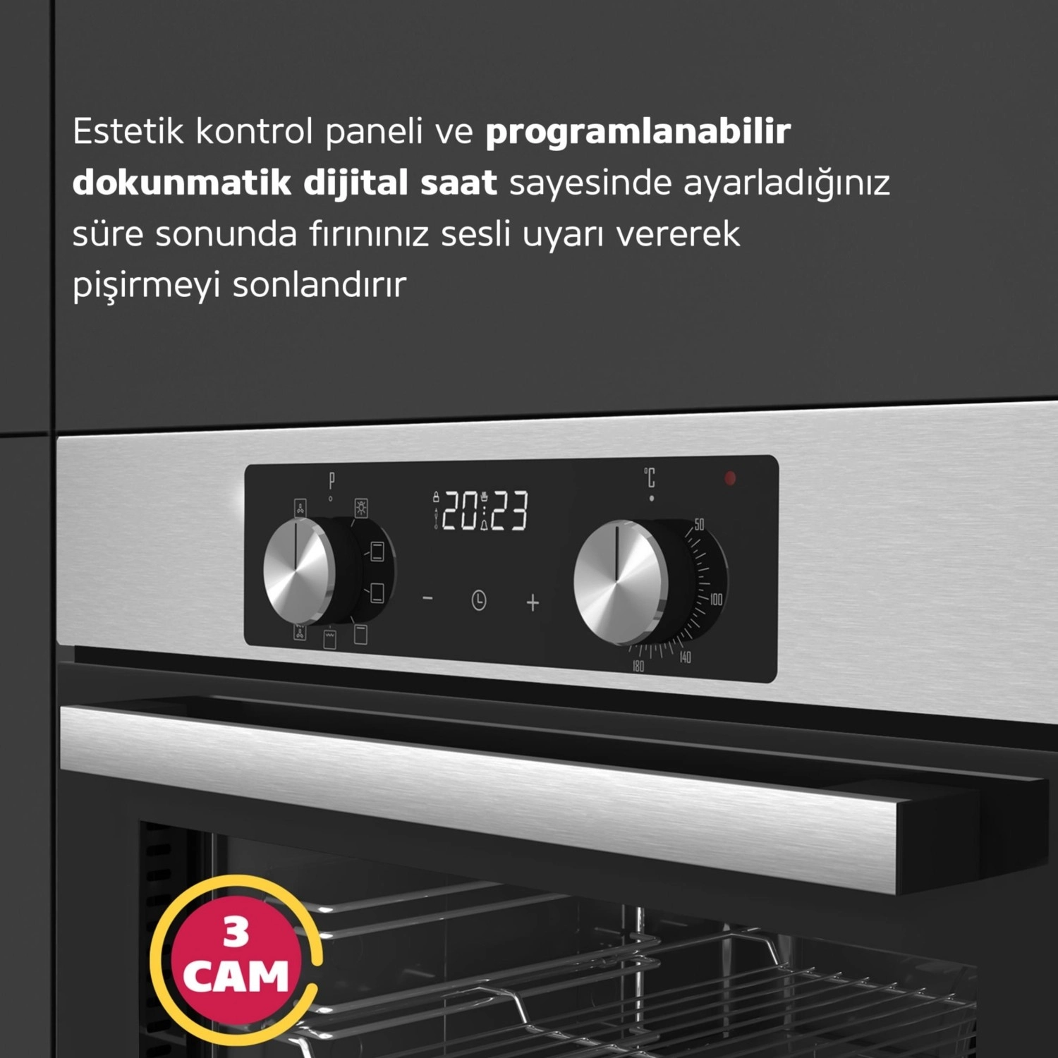 Simfer 8210 Airfry Plus 10 Fonksiyon Dijital Saat Inox - Görsel 3