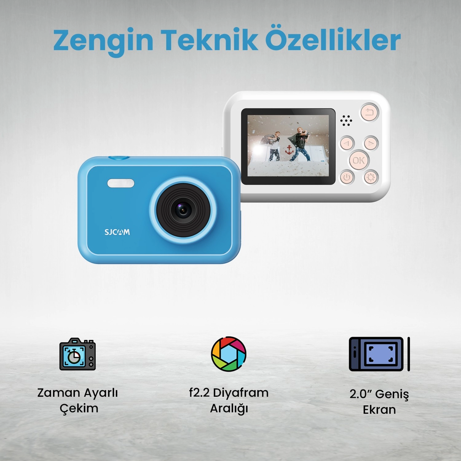 Sjcam Funcam Çocuk Kamerası Fullhd 1080P 12Mp 2.0” Ekran 650Mah Fotoğraf Makinesi Sarı - Görsel 5