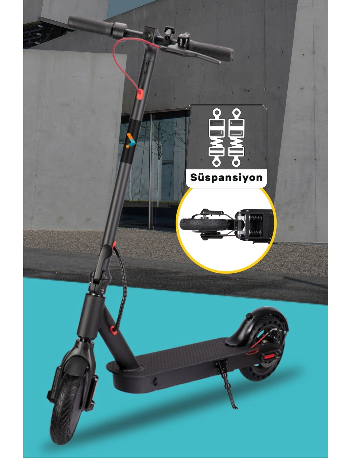 Smart Drive S50 Led Ekranlı Patlamaz Tekerlekli Fırçasız Motorlu Farlı Katlanabilir Taşınabilir Süspansiyonlu Elektrikli Scooter - Görsel 7