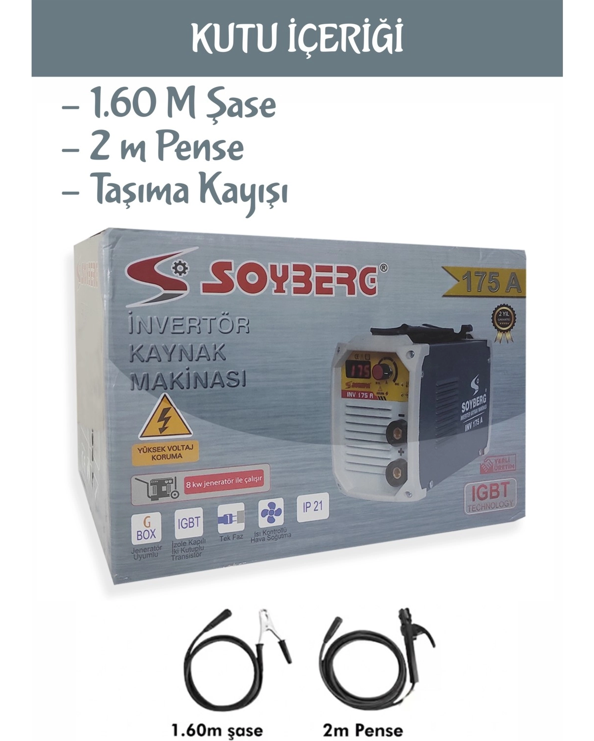 Soyberg Invertor Kaynak Makinası 175Amper Profesyonel Kaynak Makinası - Görsel 2