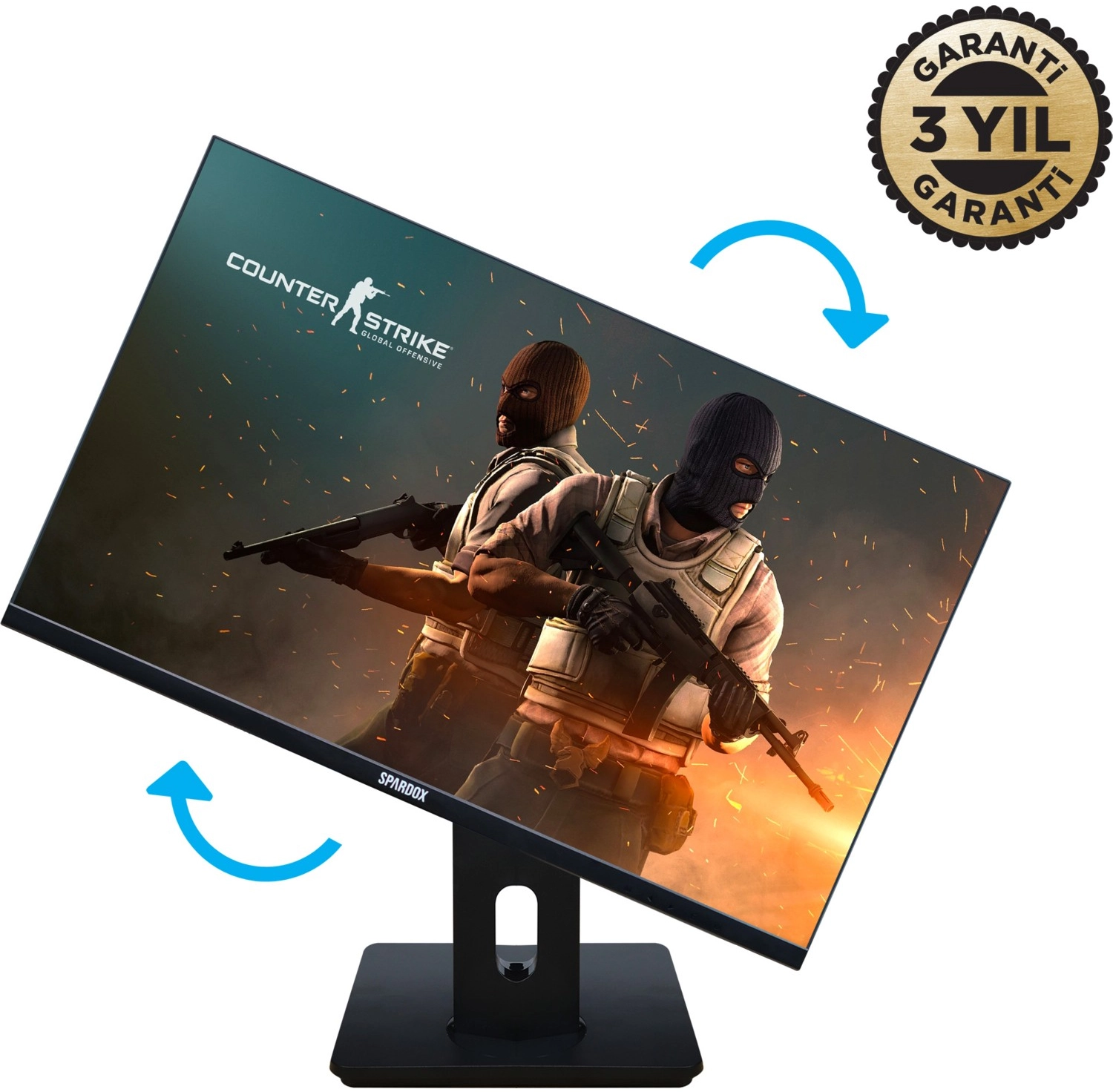 Spardox Gaming Sg-27240Rp 27" 1Ms 240Hz Ips Fullhd 2Xdp Pivot Oyuncu Monitörü - Görsel 3