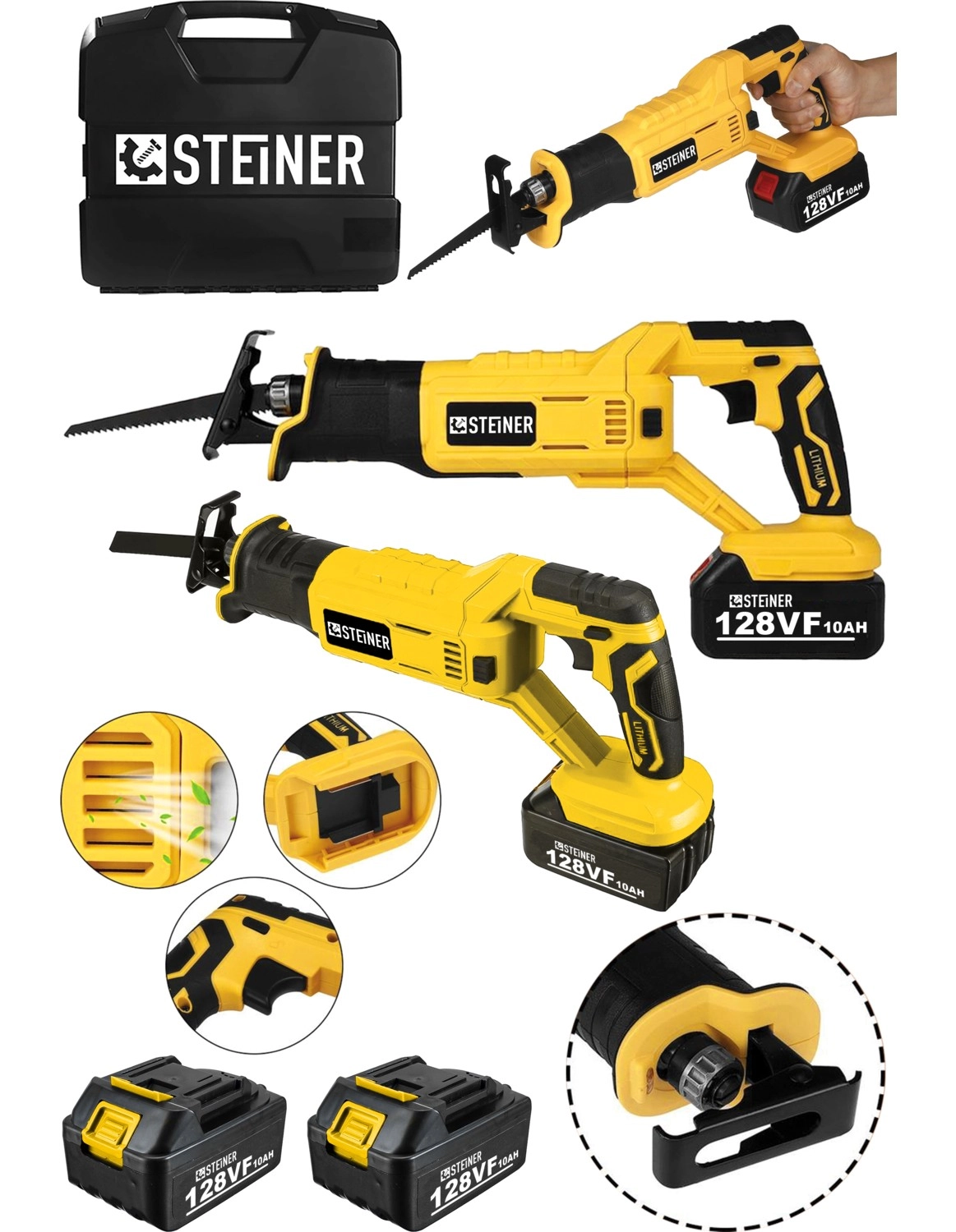 Steiner Alman 128 Vf 10 Ah Kömürsüz Motor Kemik Ahşap Demir Kesmetilki Kuyruğu Akülü Testere Makinesi Sarı ürün görseli