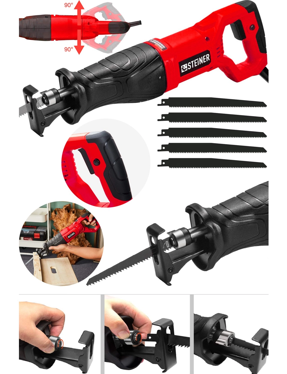 Steiner Alman Turbo 3001 Devir Ayarlı Tilki Kuyruğu Bakır Sargı Motor Kemik Tuğla Beton Kesme Makinesi - Görsel 2