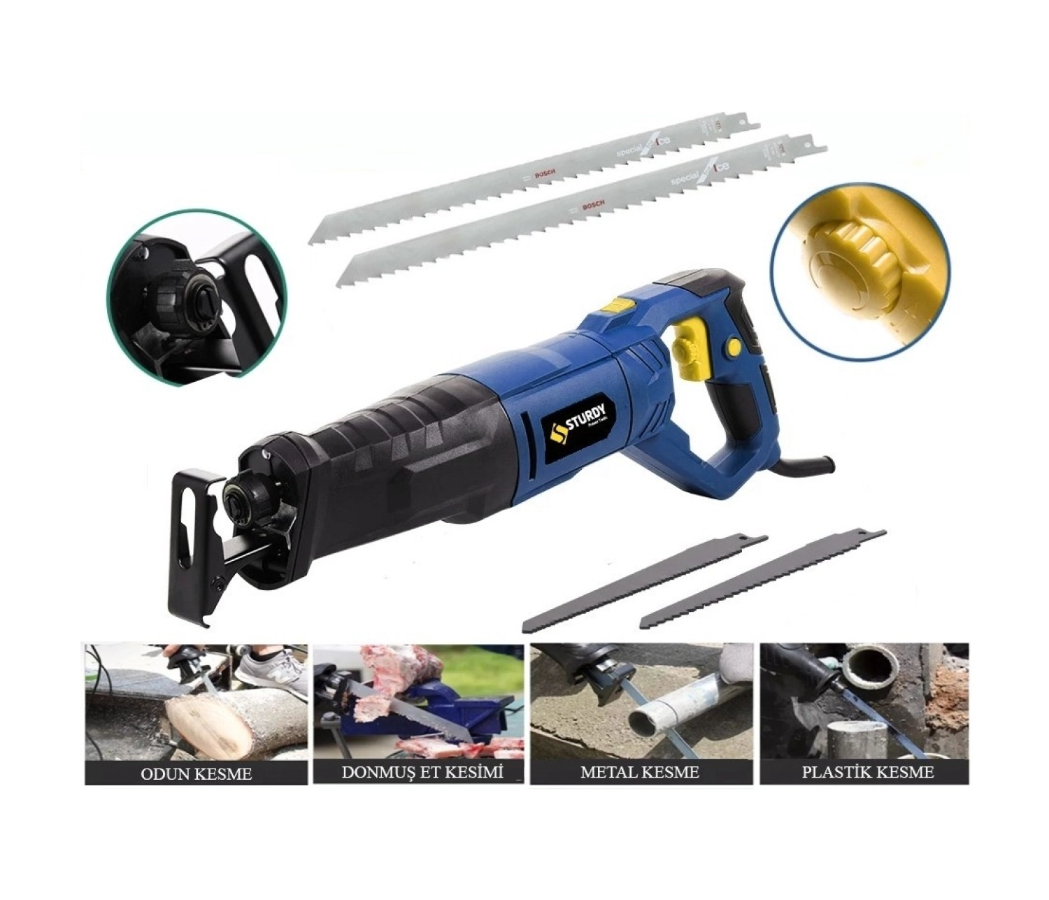 Sturdy Power Tools Metal Şanzuman Rs-4200 New Seri Kurban Kemik Kesim Makinası Kuyruğu + Bosch Bıçaklı ürün görseli