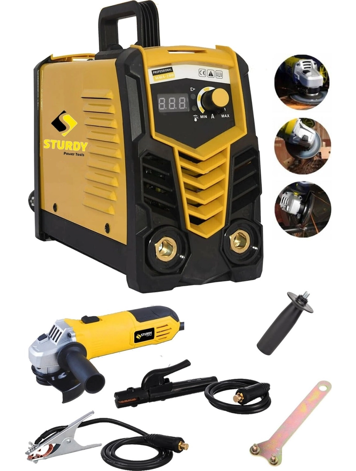 Sturdy Power Tools Special Model Robust Seri Monostick Technology Super Ultrasonıc 200 Dijital Göstergeli Taşlama Ile Beraber Invertör Kaynak Makinası ürün görseli