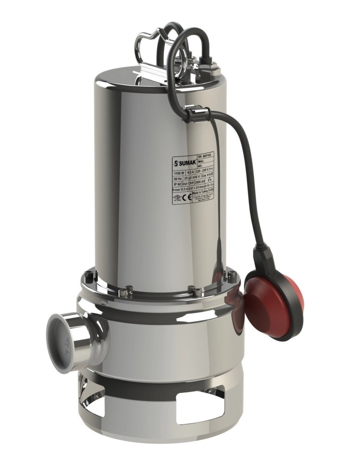 Sumak Sdf15/2 Komple Paslanmaz Foseptik Dalgıç Drenaj Pompa 220 Volt 1.5 Hp ürün görseli