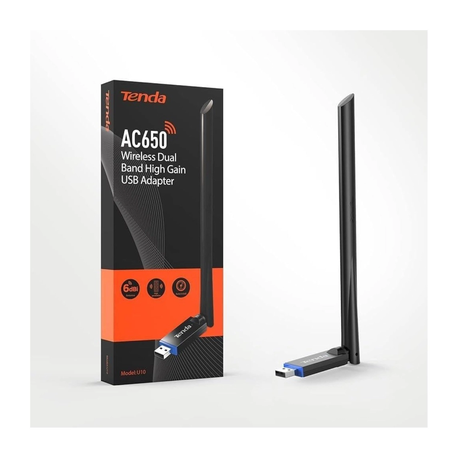 Tenda U10 6Dbi Antenli Ac650 433Mbps Usb Adaptör - Görsel 2