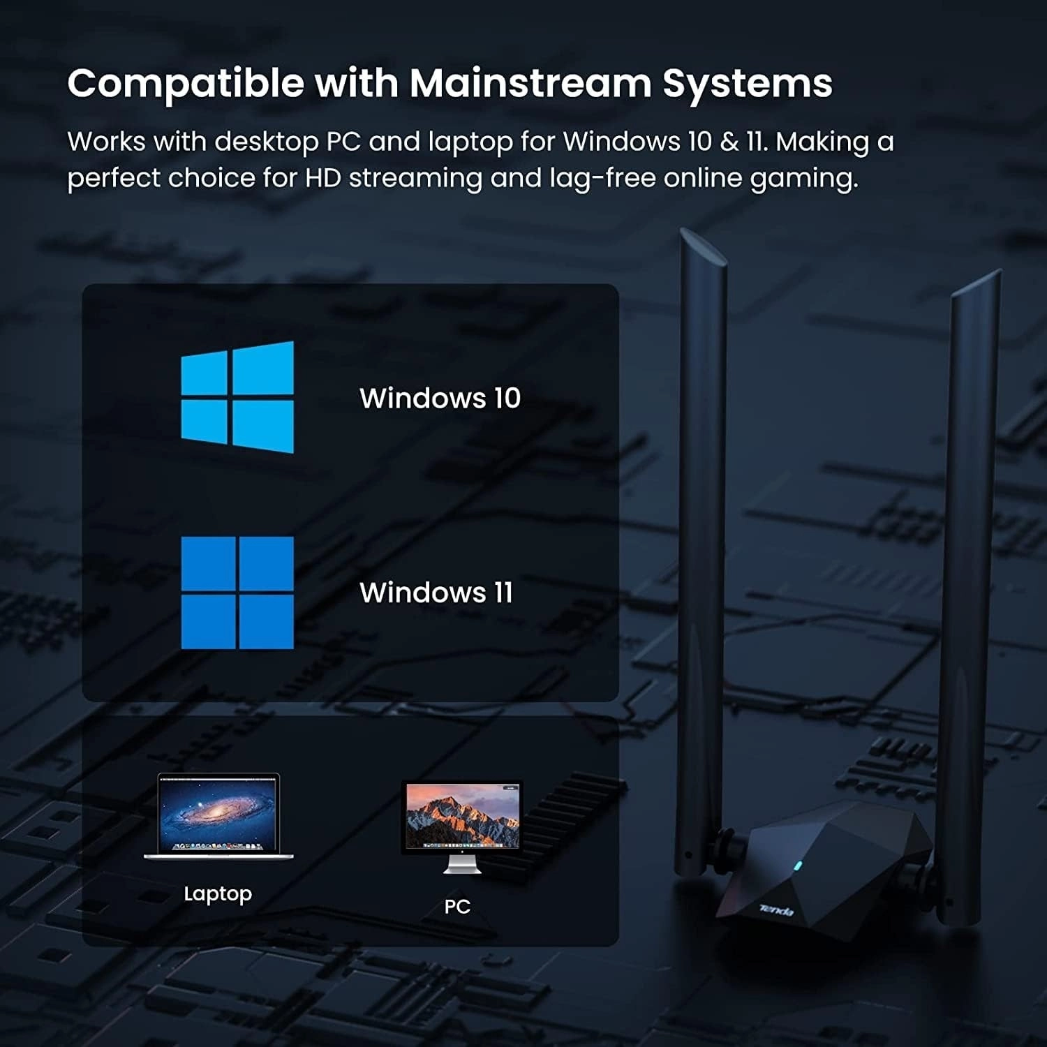 Tenda U18A Wifi 6 1201 Mbps 2-5Dbi Antenli Usb Adaptör - Görsel 4