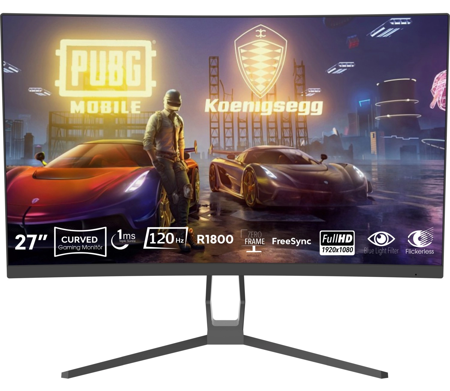 Thull Vision Tg-Vsn27C-120 27” 120Hz 1Ms Freesync+Gsync Fhd Led (Hdmı+Dp) Va Frameless Curved Gaming Monitör ürün görseli