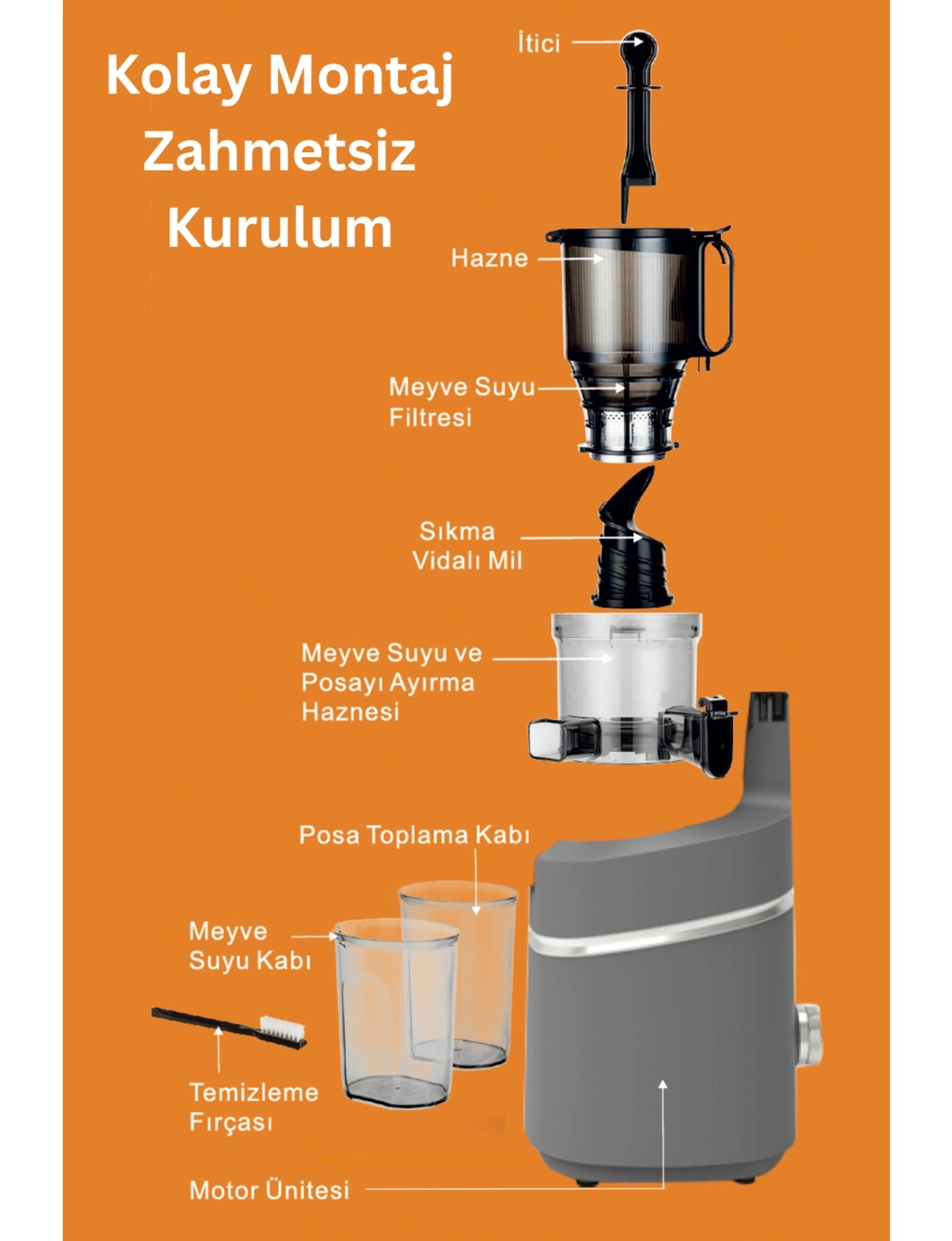 Tigrecook Slow Juicer Yavaş Sıkım Katı Meyve Sıkacağı Sorbe Ve Dondurma - Görsel 2