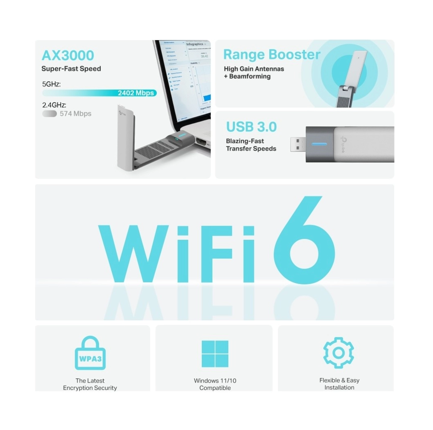 Tp-Link Archer Tx50Uh | Wi-Fi 6 Usb Adaptör - Görsel 5