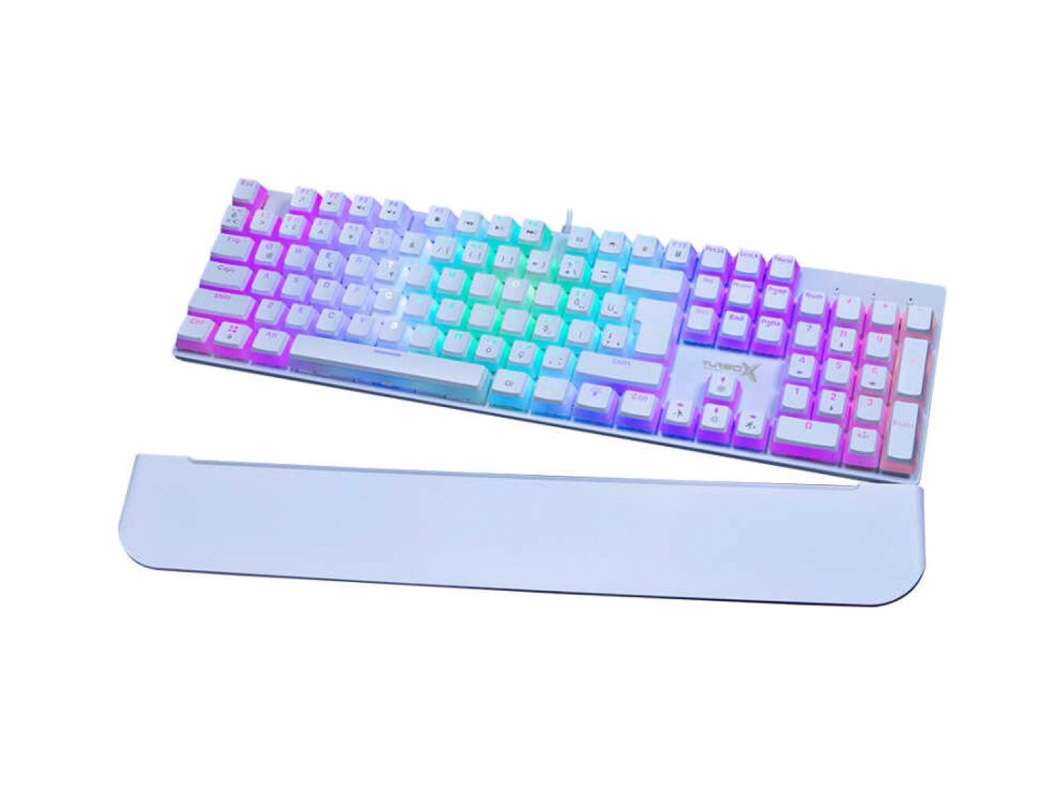 Turbox Tr-Mk10Pd Pudding Tuşlu Bilek Destekli Blue Switch Rgb Beyaz Oyuncu Mekanik Klavye - Görsel 3