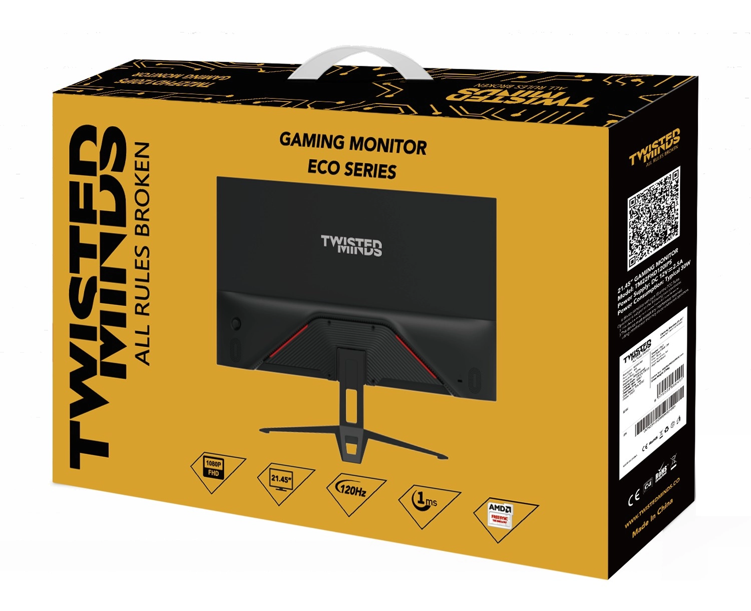 Twisted Minds Twısted Mınds 22" Tm22Fhd120Ips Fhd 120Hz 1Ms Hdmi Dp Vrr Ips Çerçevesiz Gaming Monitör - Görsel 4