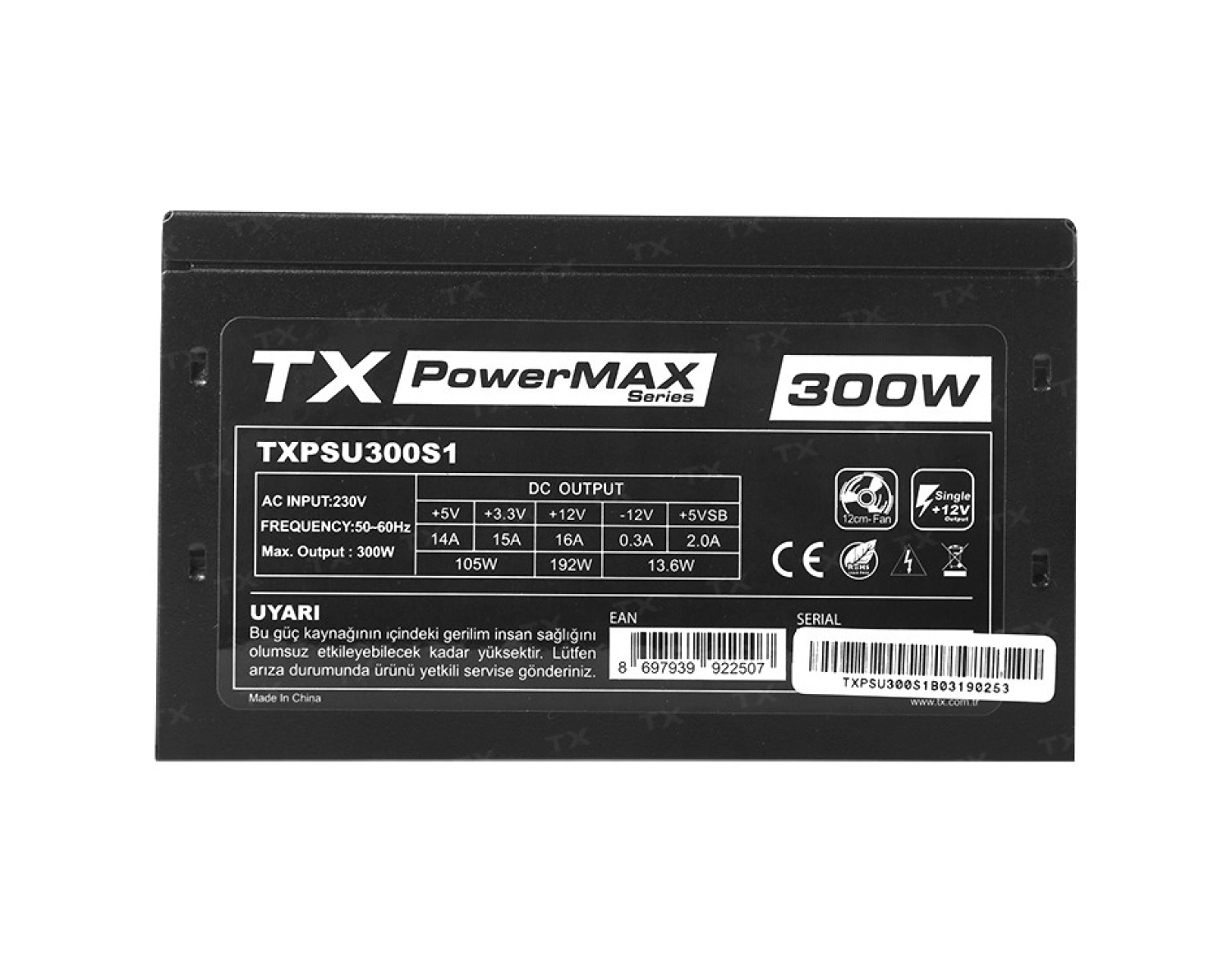 Tx Powermax 300W 3Xsata 2Xide 4Pin Cpu Bilgisayar Güç Kaynağı (Txpsu300S1) - Görsel 5