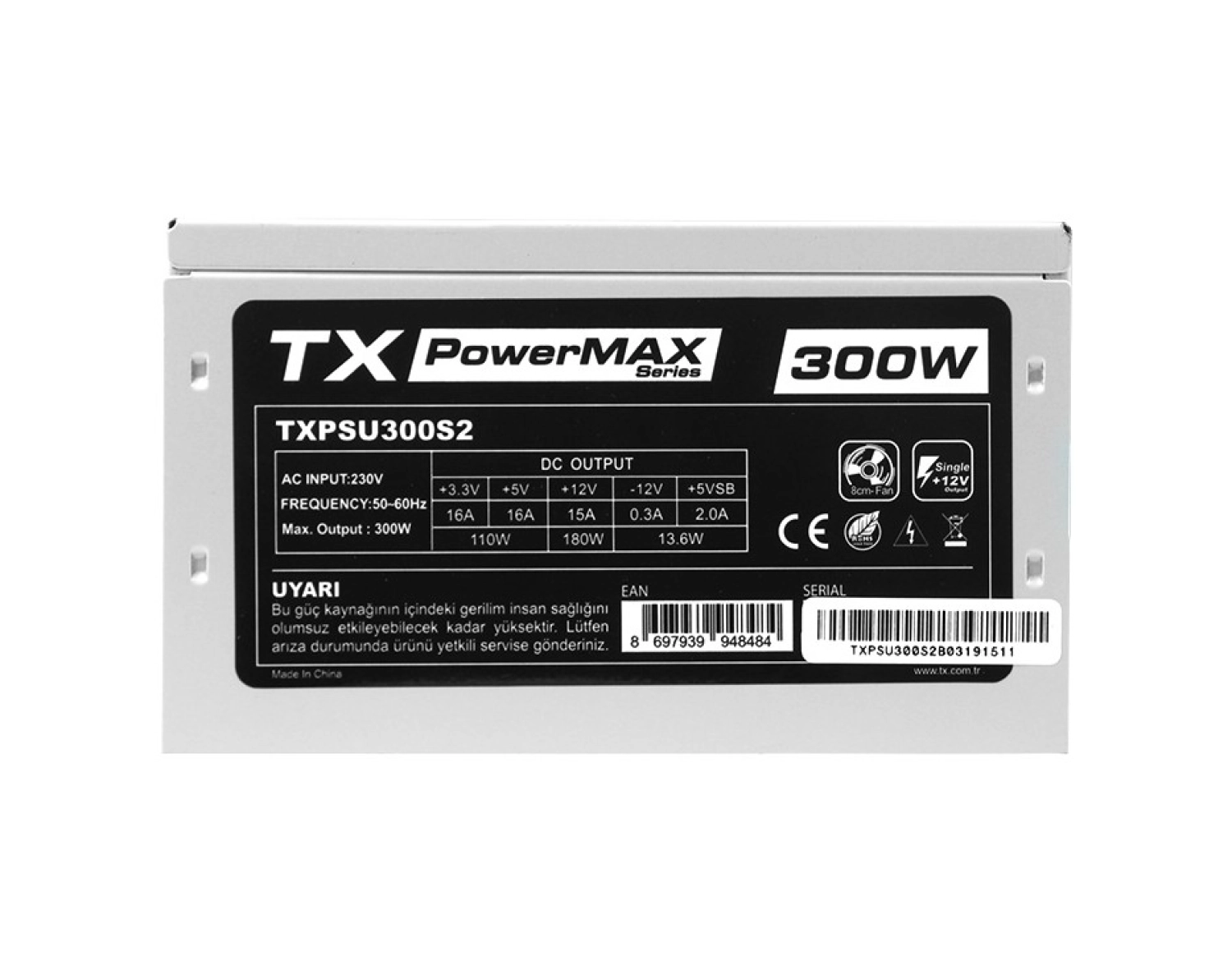 Tx Powermax 300W 3Xsata 2Xide 4Pin Cpu Bilgisayar Güç Kaynağı (Txpsu300S2) - Görsel 3