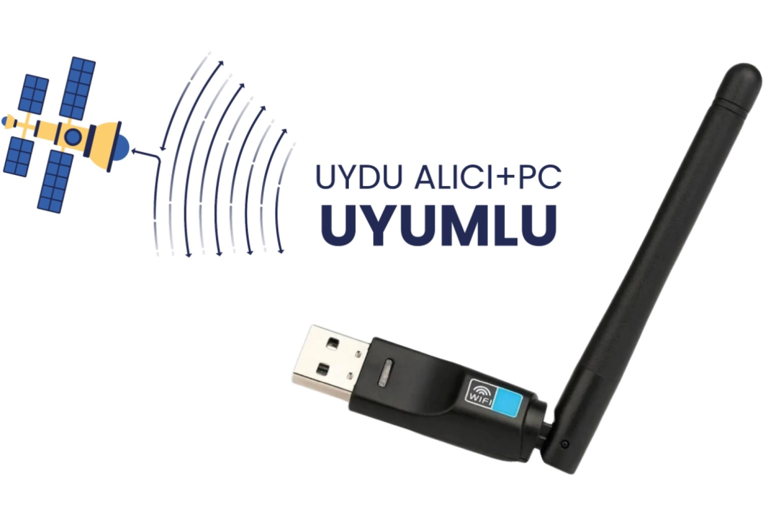 Varta Concord W-7 300Mbps Usb Antenli Uydu Alıcılı+ Pc Wifi Kablosuz Alıcı Adaptör Mtk7601 Chipset Wlan - Görsel 2