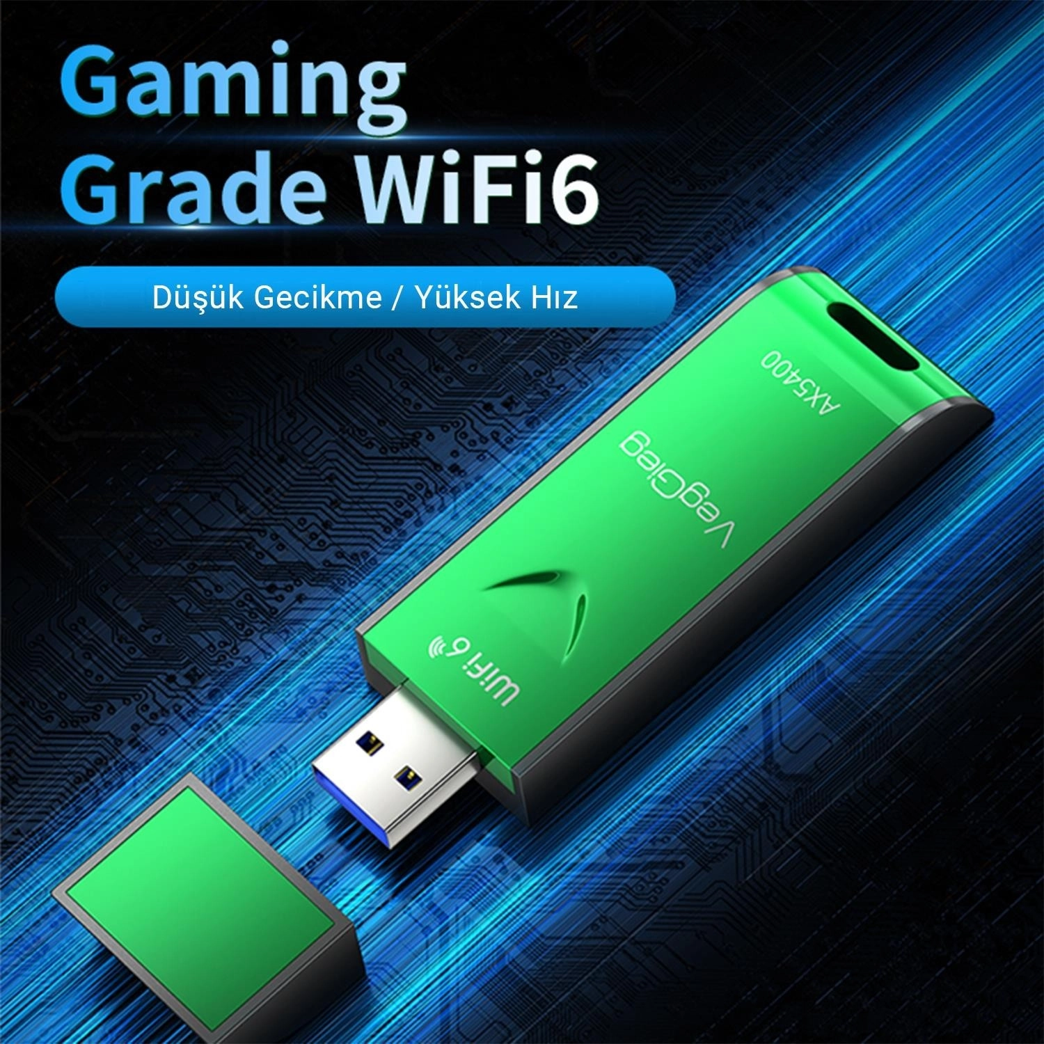 Veggieg 5400 Mbps 2.4Ghz/5Ghz/6Ghz Tri Band Alıcı Verici Usb Wifi 6 Adaptör - Görsel 2