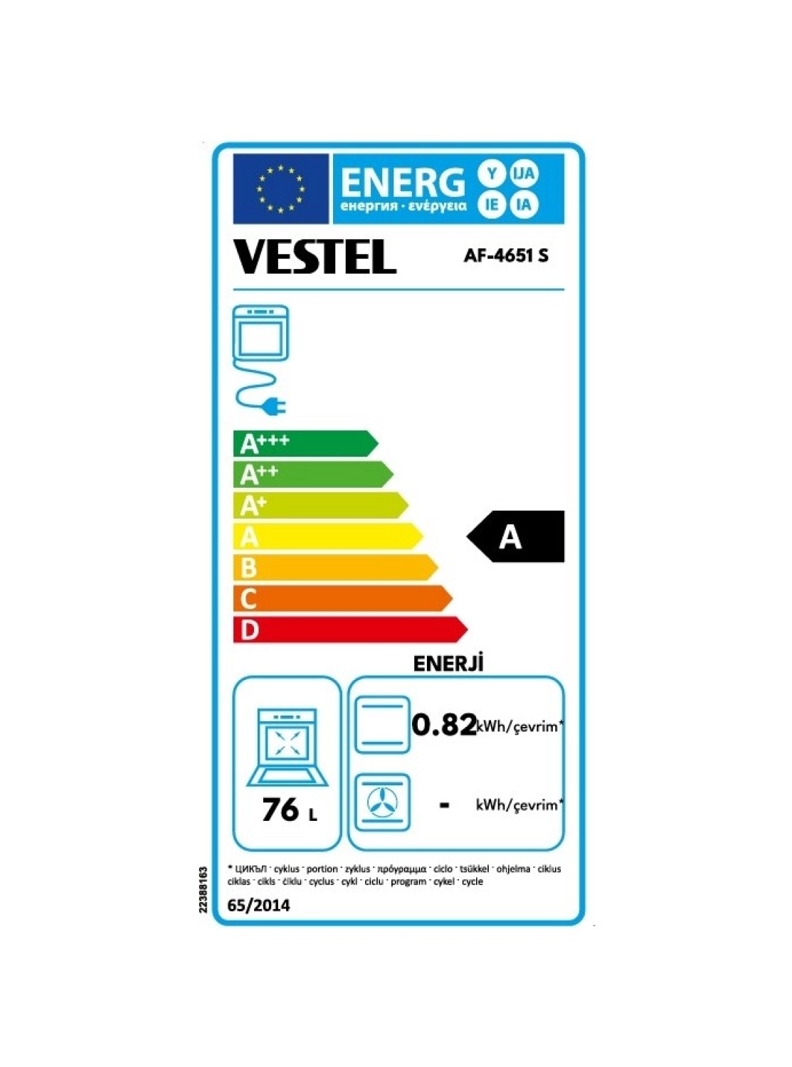 Vestel Af-4651 S 69 Lt A Enerji Sınıfı Ankastre Fırın - Görsel 4