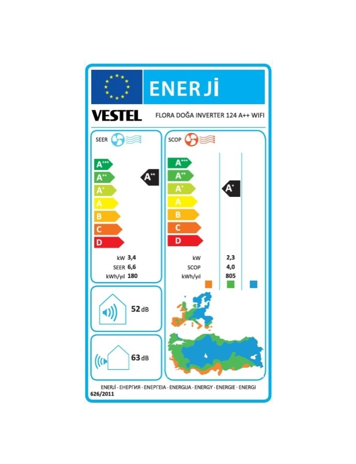 Vestel Flora Doğa 124 A++ Wifi 12000 Btu inverter Duvar Tipi Klima - Görsel 4