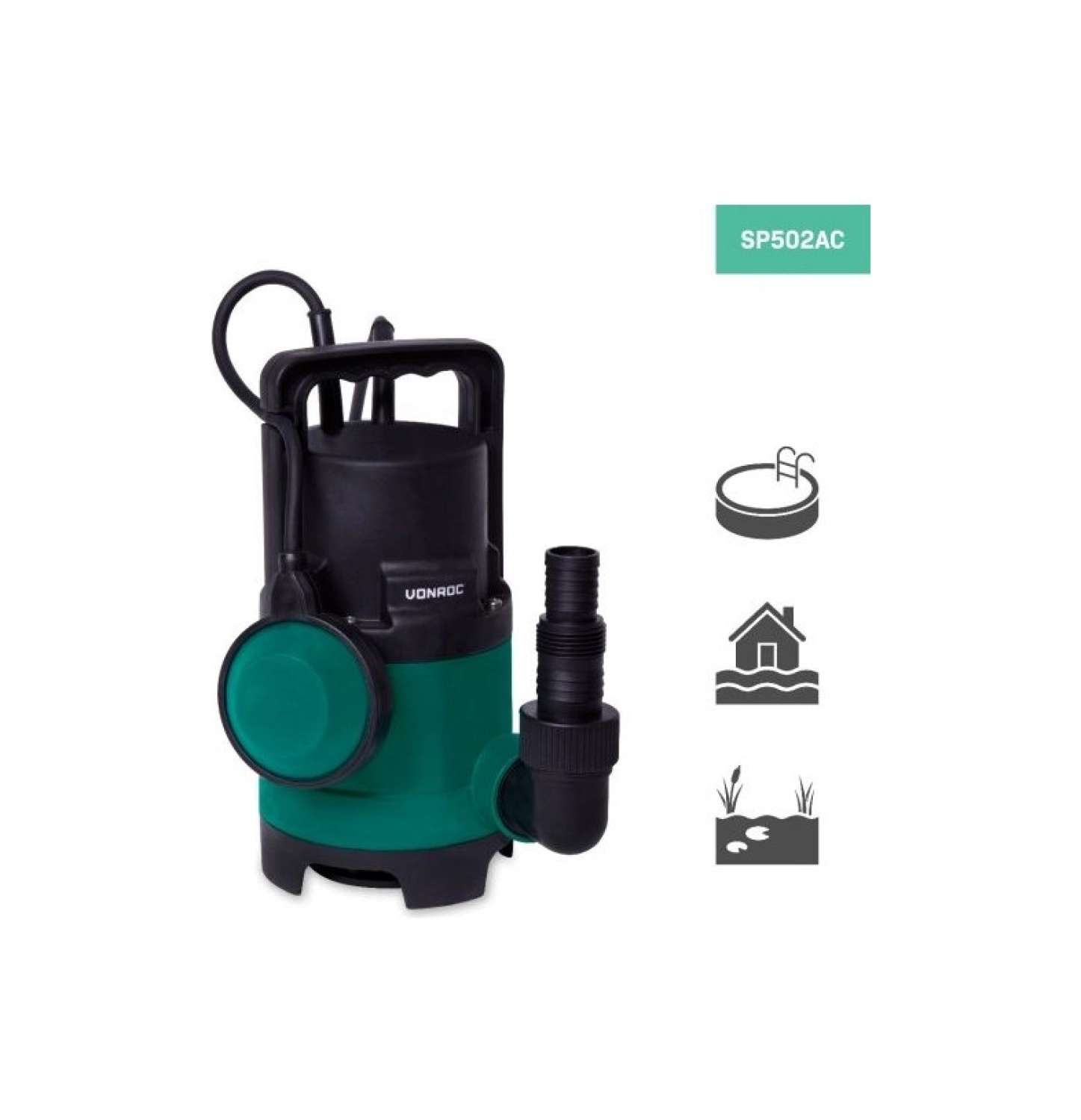 Vonroc Dalgıç Pompa 400W - 8000L/H | Kirli Ve Temiz Su ürün görseli