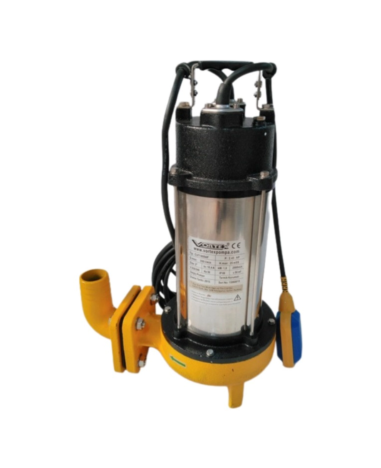 Vortex Cut1500Af 2 Hp 220V Süper Öğütücülü Paslanmaz Çelik Bıçaklı Pis Su Foseptik Dalgıç Pompa ürün görseli