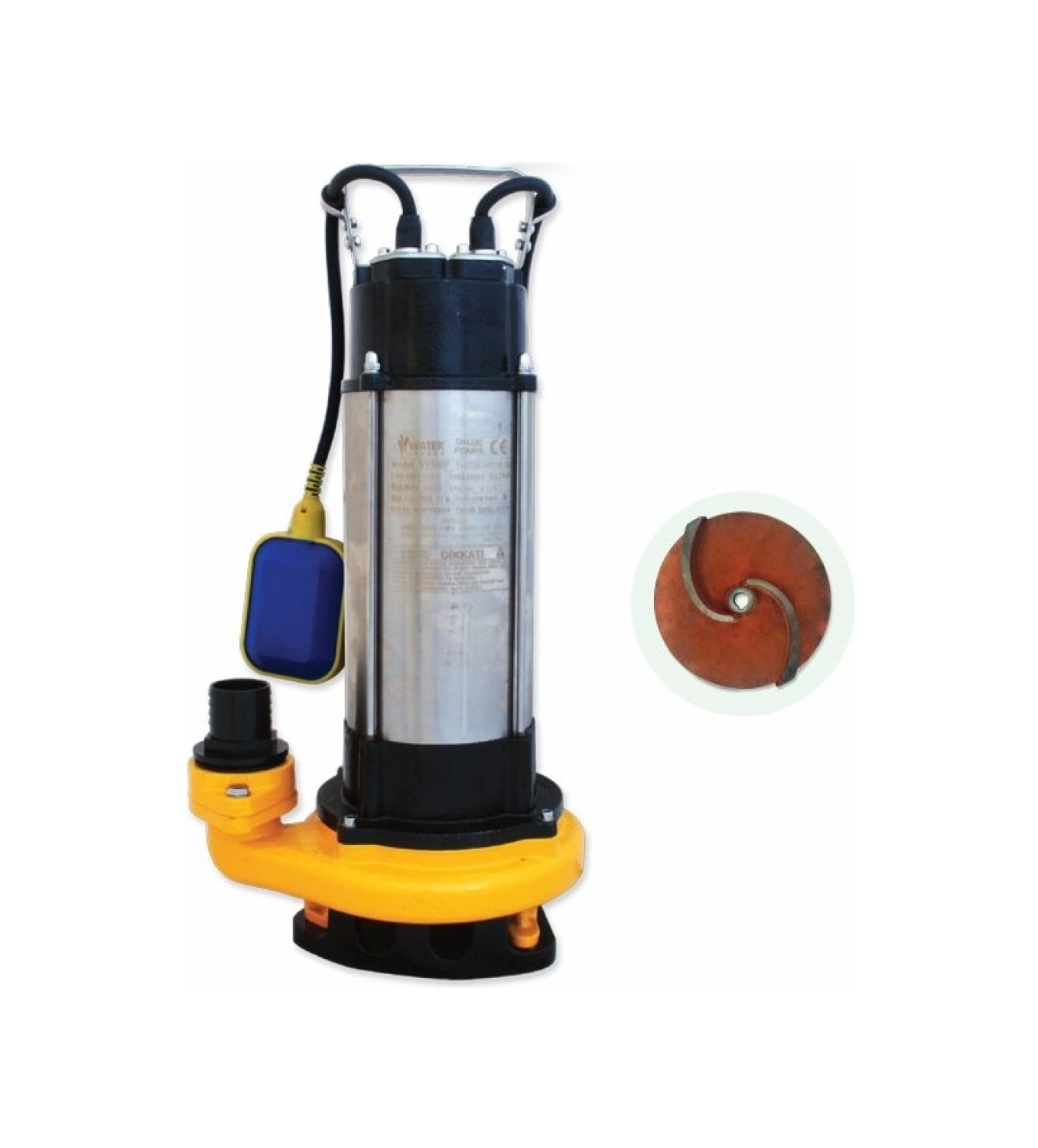 Water Sound V1500F Kirli Su Aktarma, Vortex Fanlı Drenaj Dalgıç Pompa 24 Mt. Yükseklik 20 M³/H ürün görseli