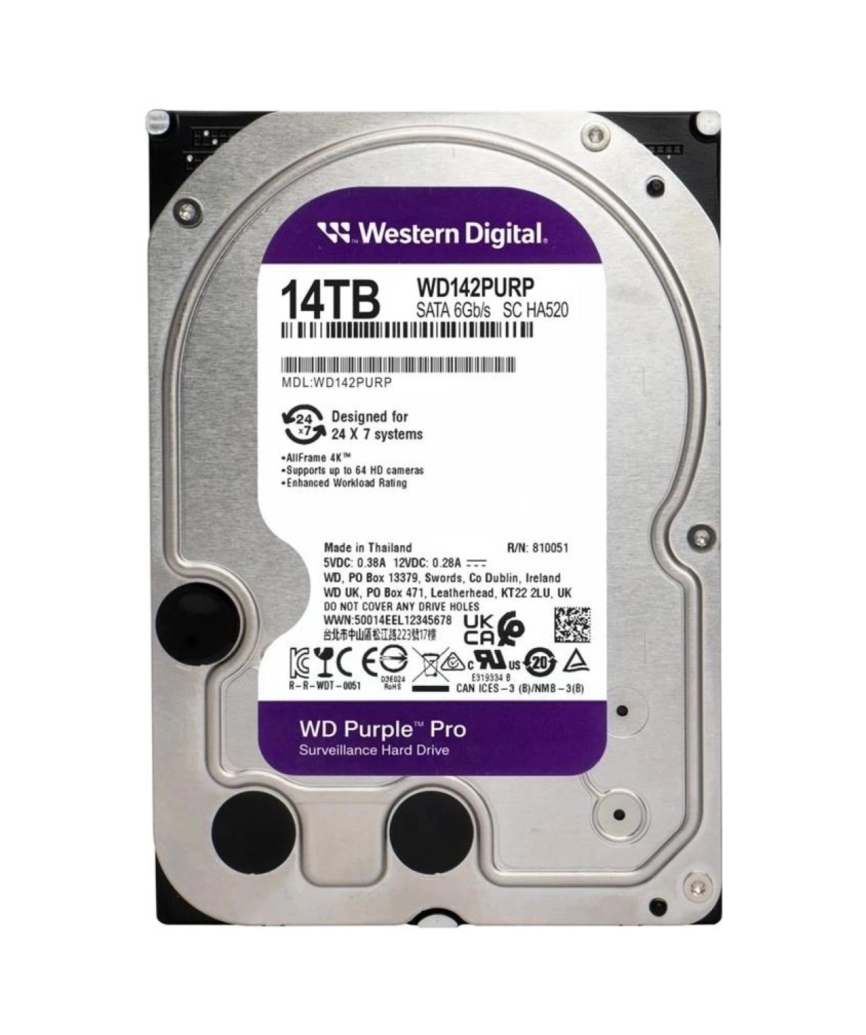 Wd 14 Tb Wd 3.5 Purple Sata3 7200Rpm 512Mb 7/24 Guvenlık Wd142Purp ürün görseli
