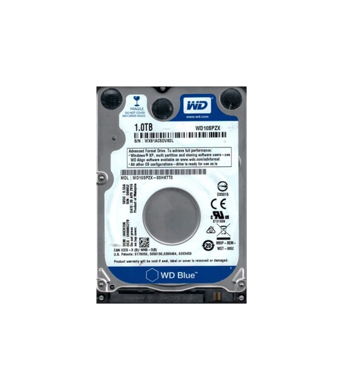 Wd 2.5 Blue 1Tb 5400 Rpm 128Mb Sata3 Notebook Hdd Wd10Spzx ürün görseli