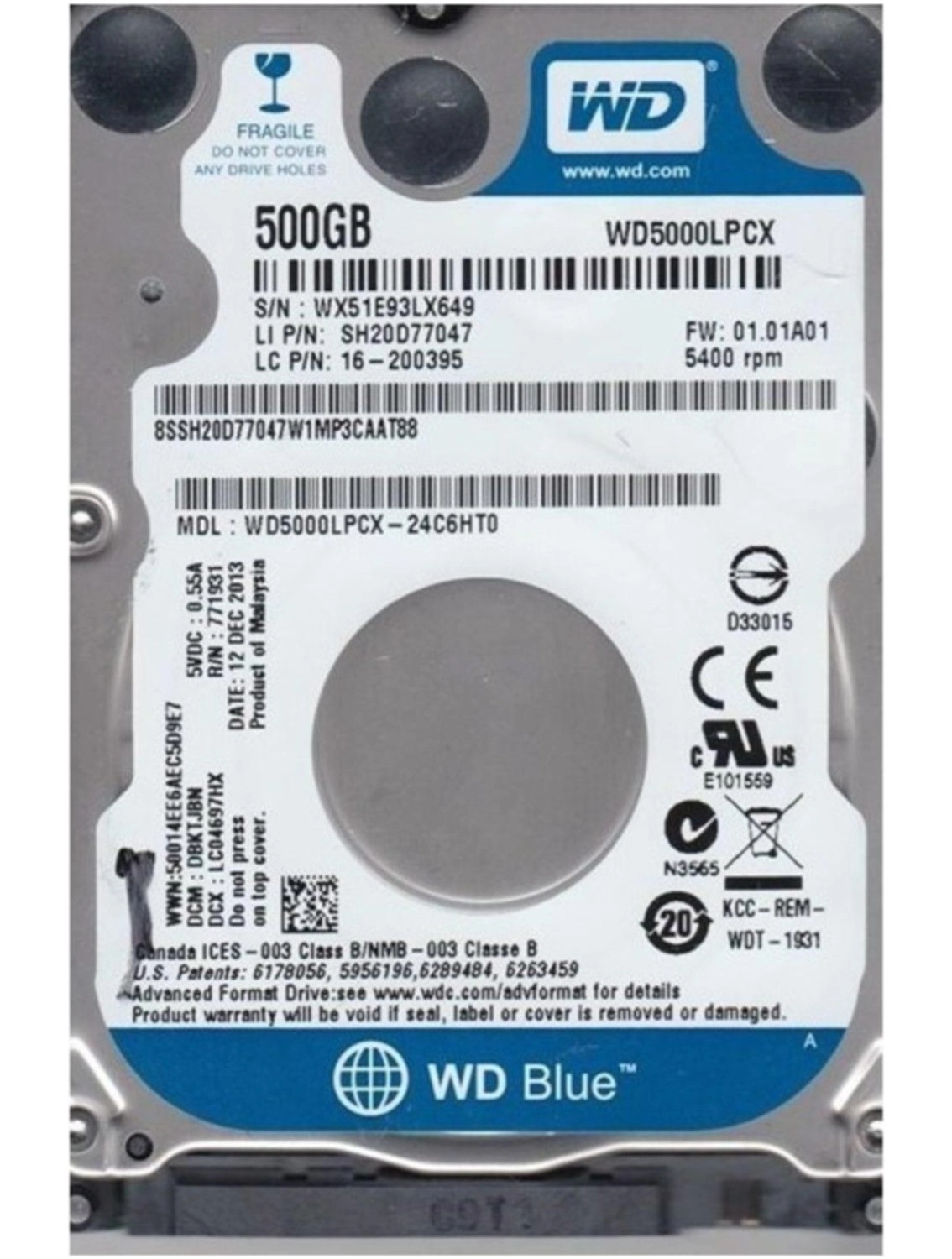 Wd Blue 500Gb Hard Disk (Wd5000Lpcx) ürün görseli
