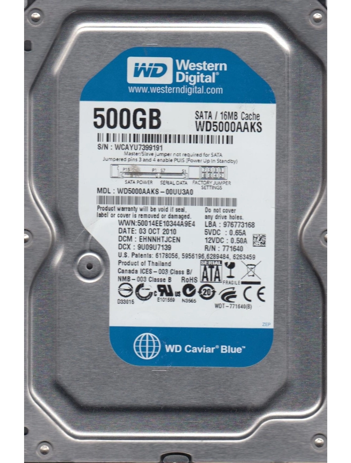 Wd Blue Wd5000Aaks 500 Gb 3.5" 7200 Rpm Sata 3 Hdd ürün görseli