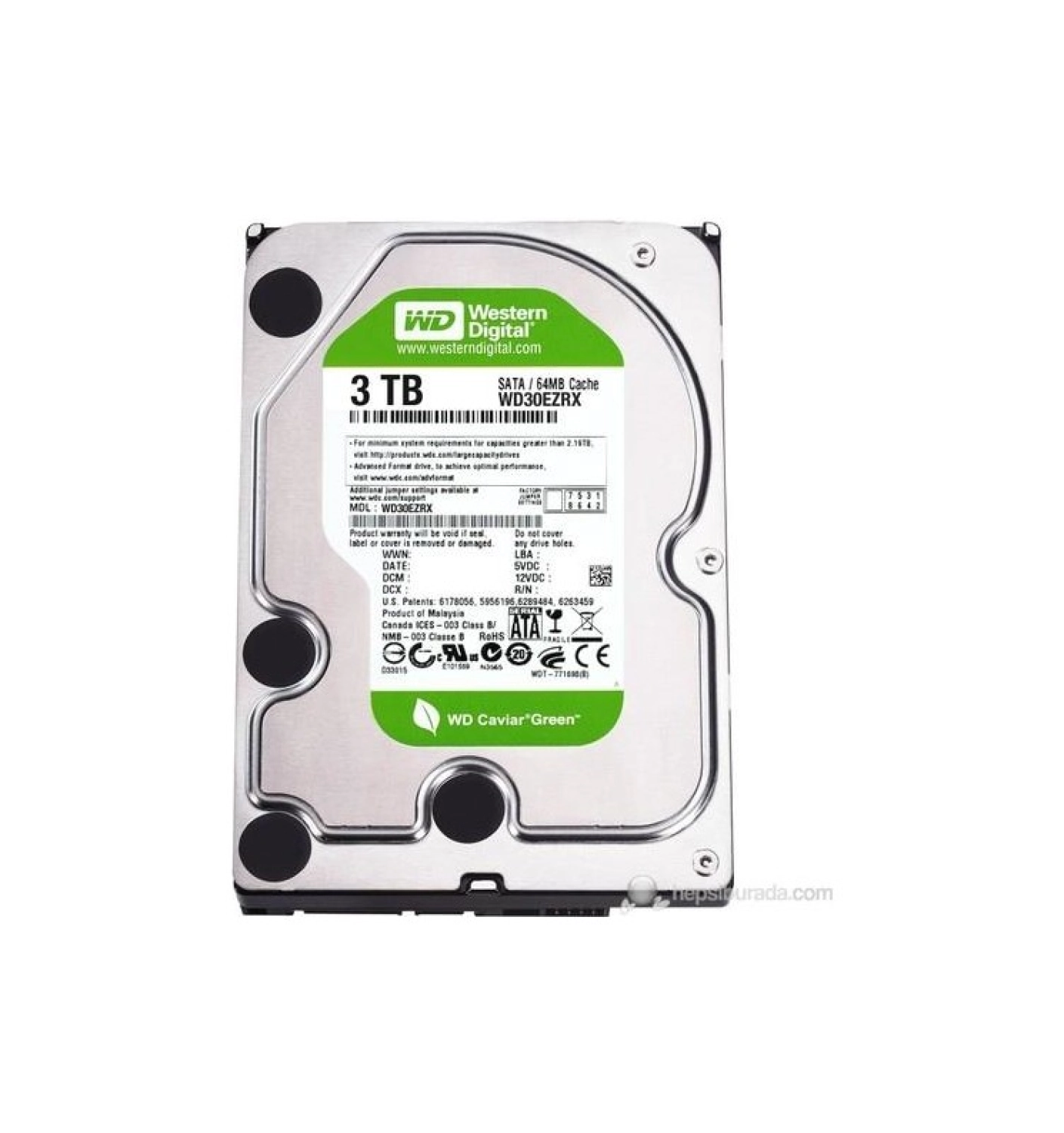 Wd Green 3Tb Intellipower Sata 3.0 64Mb 3,5' Sabit Disk (Wd30Ezrx) ürün görseli