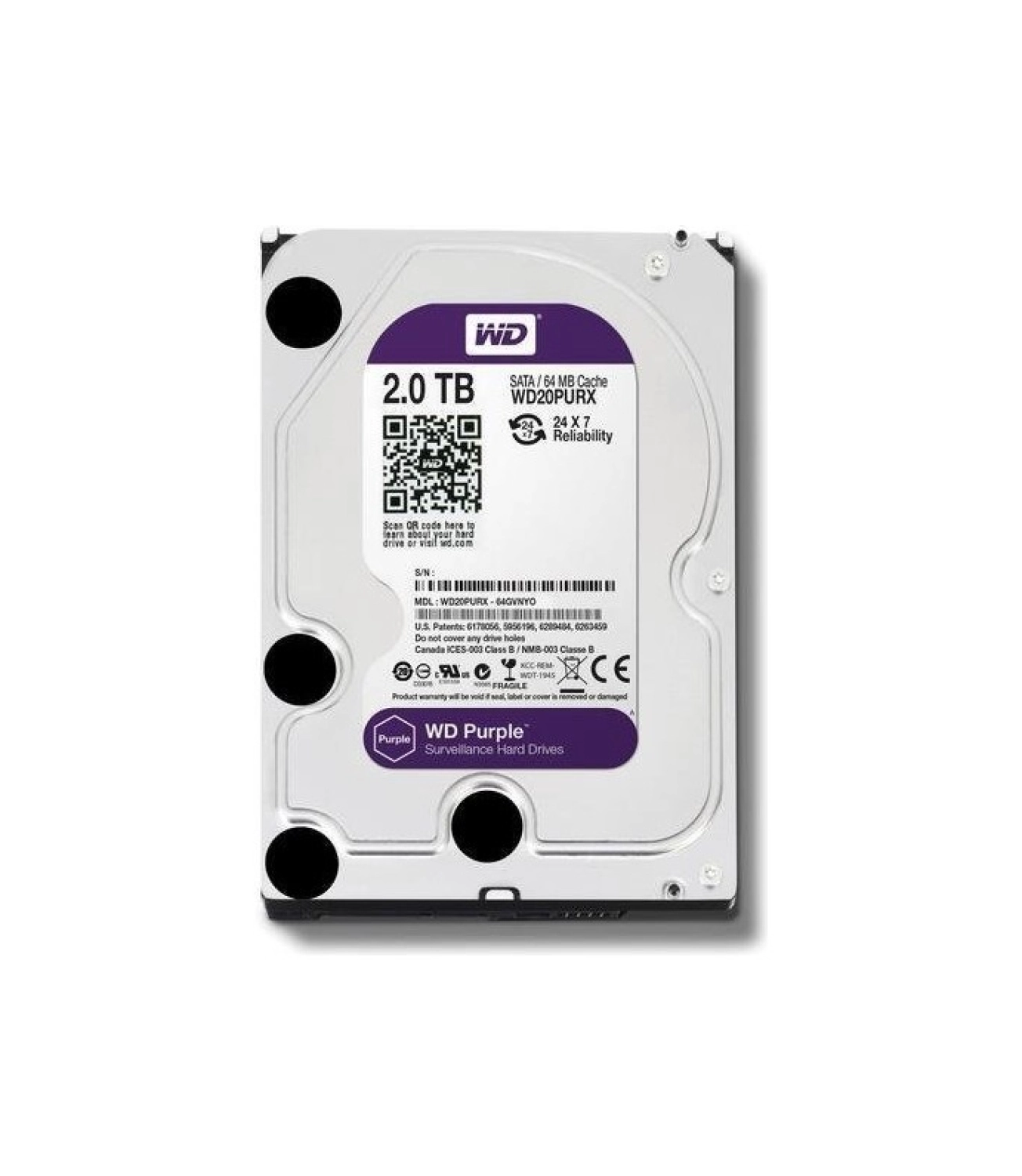 Wd Purple 2 Tb 3.5" 5400 Rpm Sata 3 Wd20Purx Güvenlik Harddisk ürün görseli