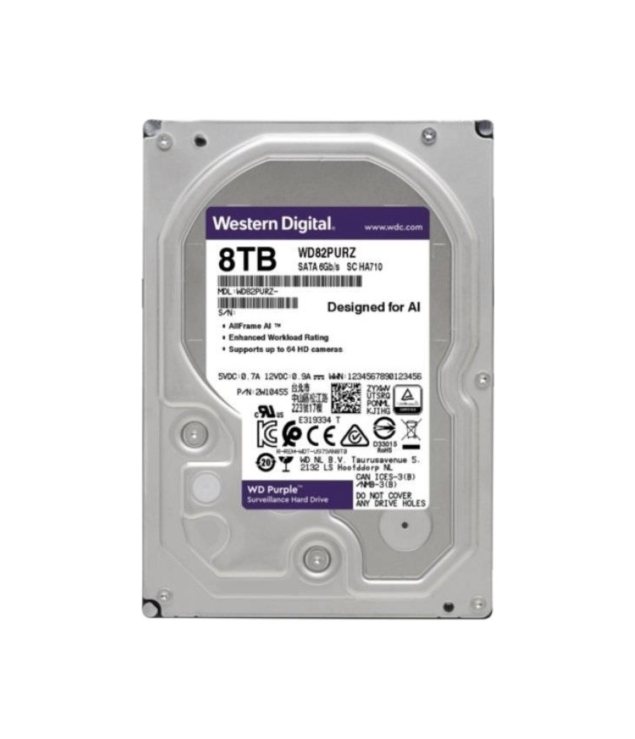 Wd Purple 3.5" 8Tb 7200Rpm Sata Hard Disk Wd82Purz ürün görseli