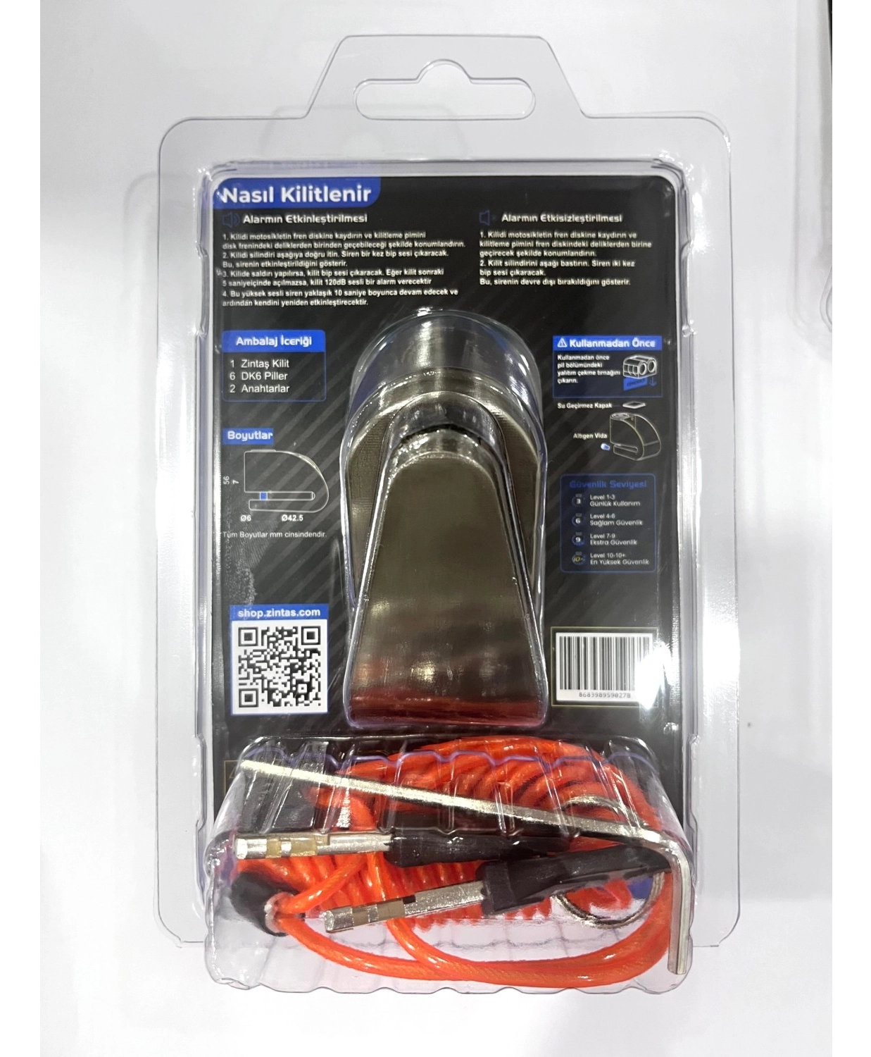 Zintaş Protector Alarmlı Disk Kilidi 6Mm 120 Db - Görsel 4