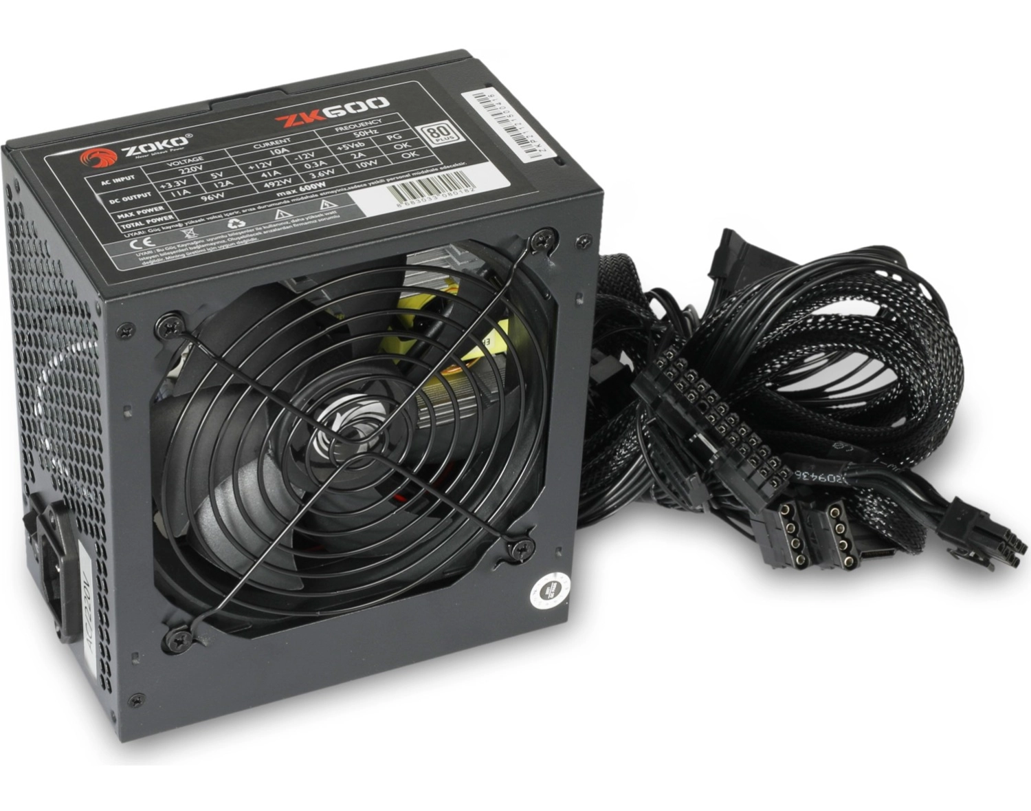Zoko Zk600 600W 80+ 12 Cm Fanlı Güç Kaynağı - Görsel 2