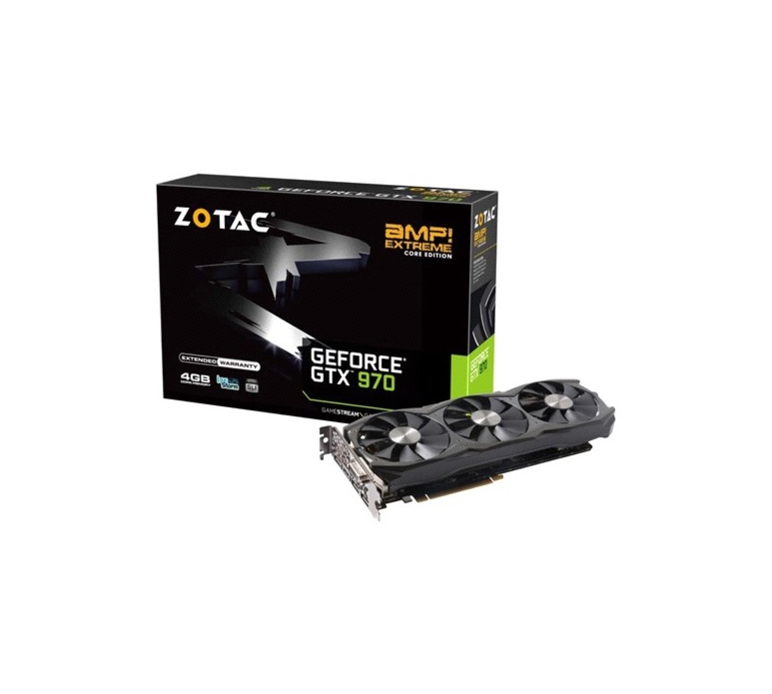 Zotac Nvidia Geforce Gtx 970 Amp! Extreme Core Edition 4Gb 256Bit Gddr5 (Dx12) Pci-E 3.0 Ekran Kartı (Zt-90107-10P) ürün görseli